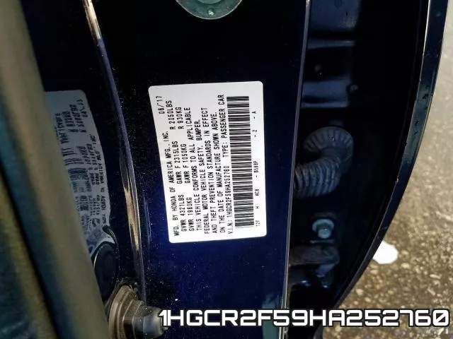 1HGCR2F59HA252760 фото 2