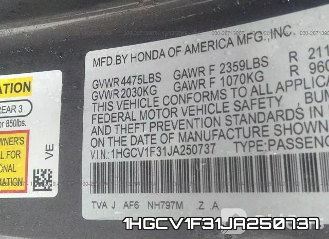 1HGCV1F31JA250737 фото 10