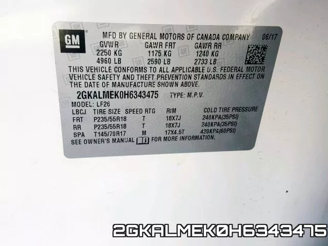 2GKALMEK0H6343475 фото 2