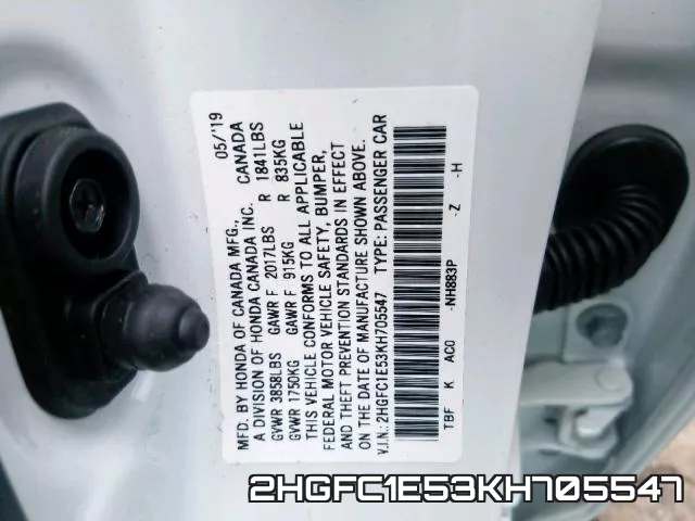2HGFC1E53KH705547 фото 2