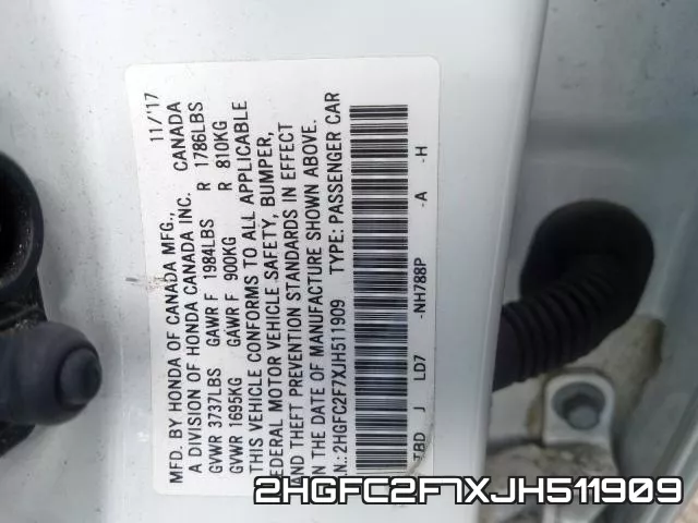 2HGFC2F7XJH511909 фото 2