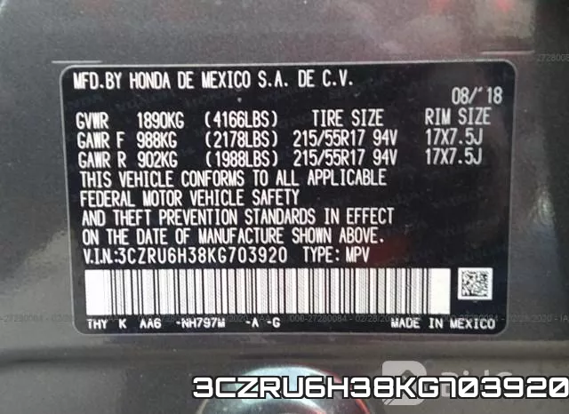 3CZRU6H38KG703920 фото 10