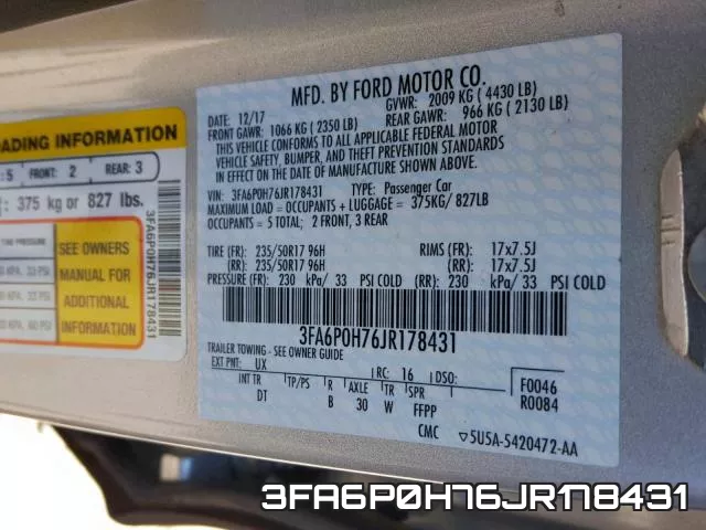 3FA6P0H76JR178431 фото 2