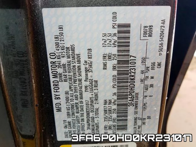 3FA6P0HD0KR231017 фото 2