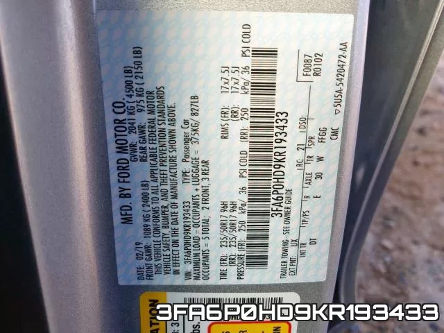 3FA6P0HD9KR193433 фото 2