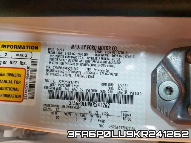 3FA6P0LU9KR241262 фото 2