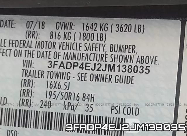 3FADP4EJ2JM138035 фото 10