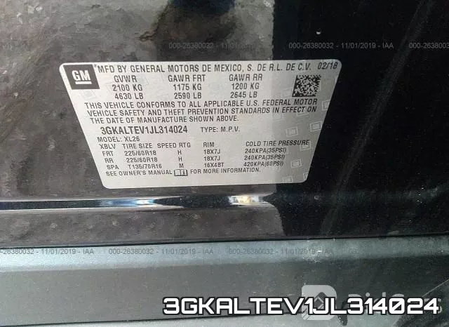 3GKALTEV1JL314024 фото 10