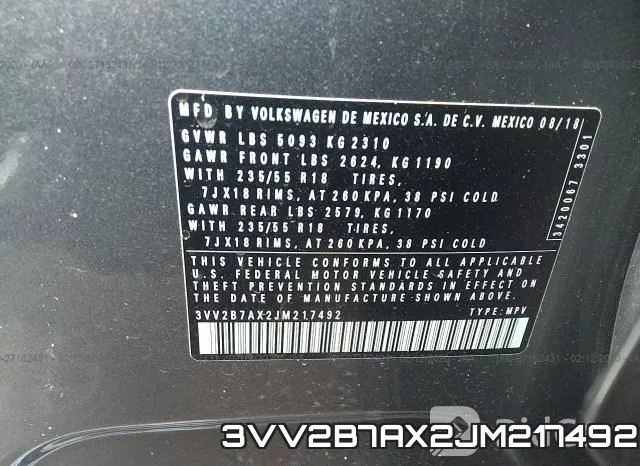 3VV2B7AX2JM217492 фото 10