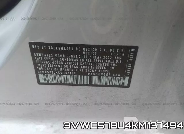 3VWC57BU4KM137494 фото 10