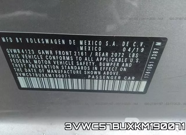 3VWC57BUXKM190071 фото 10