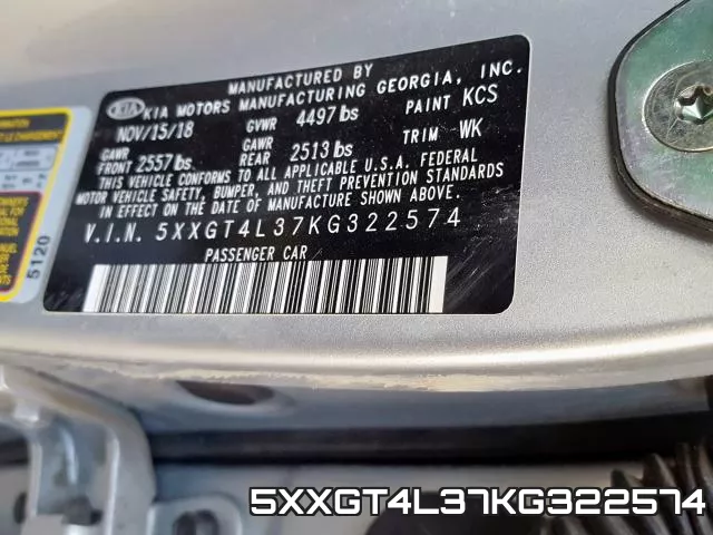 5XXGT4L37KG322574 фото 2