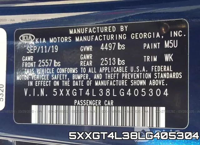 5XXGT4L38LG405304 фото 10