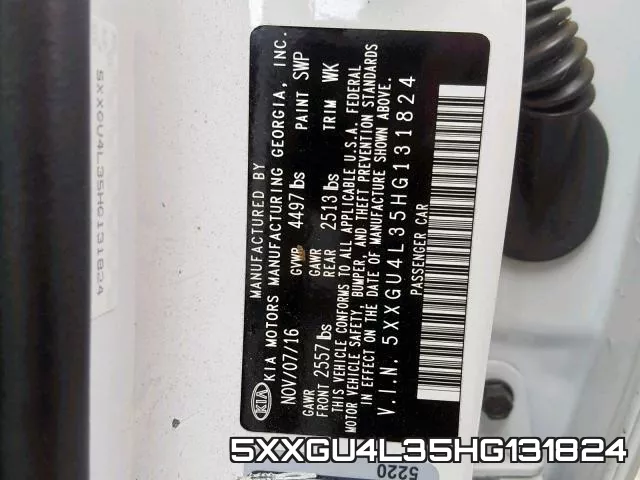 5XXGU4L35HG131824 фото 2