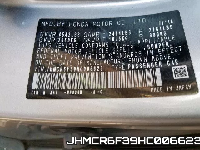 JHMCR6F39HC006623 фото 2