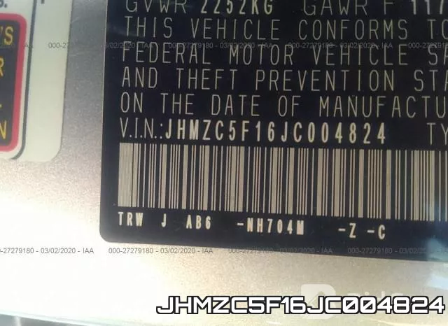 JHMZC5F16JC004824 фото 10