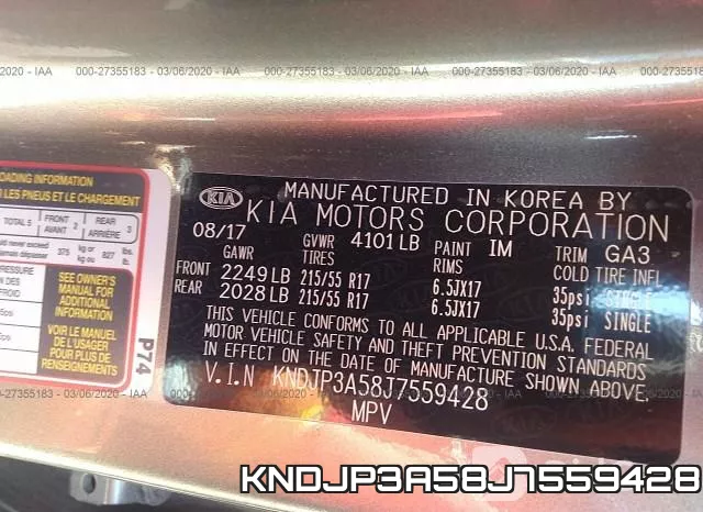 KNDJP3A58J7559428 фото 10