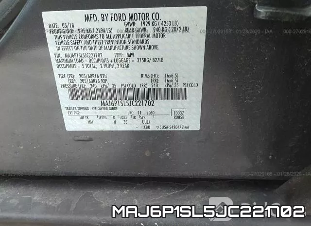 MAJ6P1SL5JC221702 фото 10