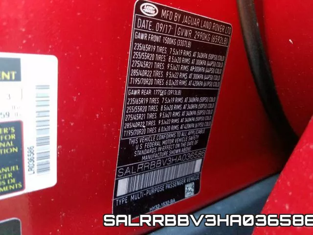 SALRRBBV3HA036586 фото 2
