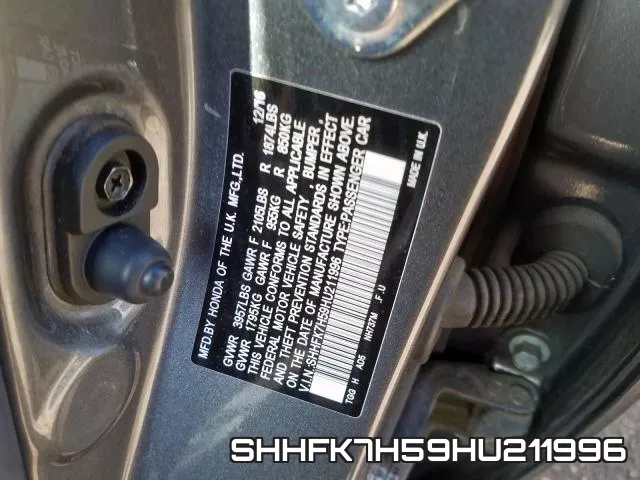 SHHFK7H59HU211996 фото 2