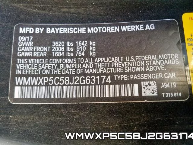 WMWXP5C58J2G63174 фото 2