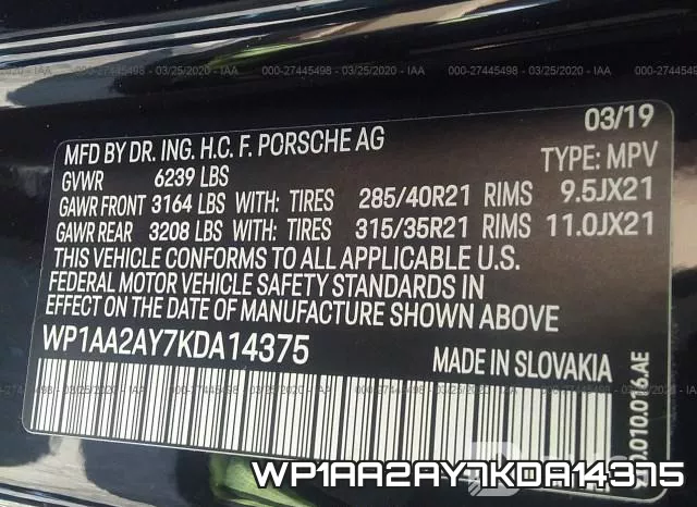 WP1AA2AY7KDA14375 фото 10