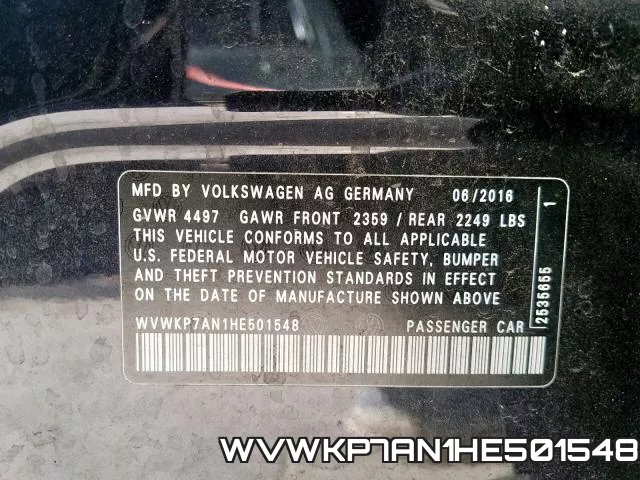 WVWKP7AN1HE501548 фото 2