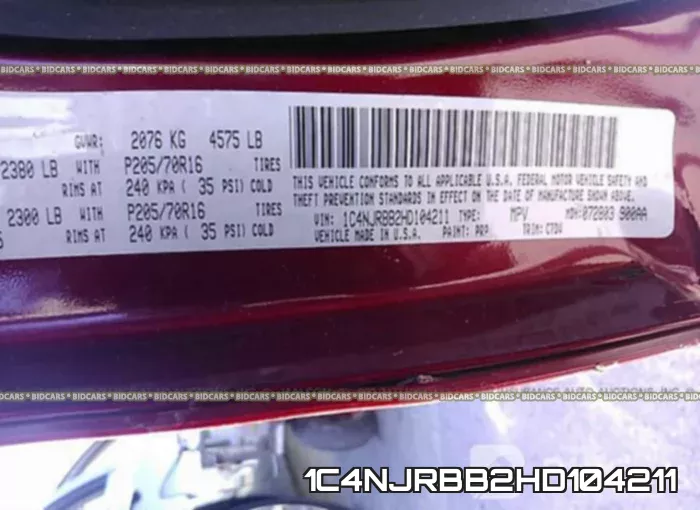 1C4NJRBB2HD104211 фото 9
