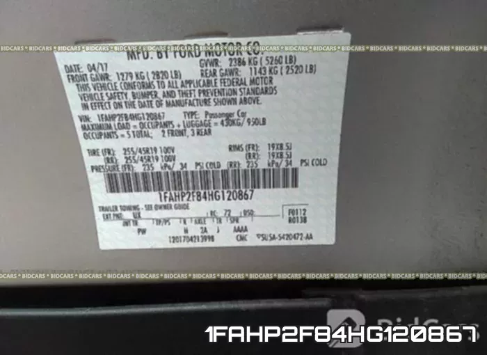1FAHP2F84HG120867 фото 10