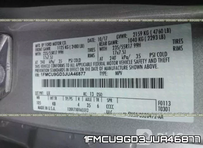 1FMCU9GD3JUA46877 фото 10