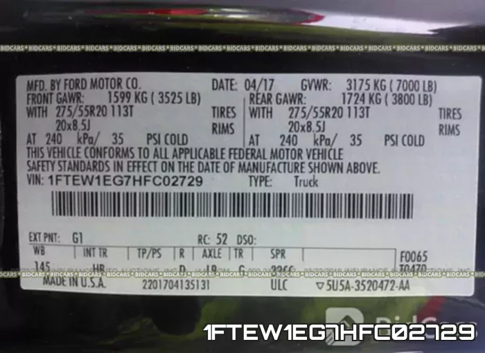 1FTEW1EG7HFC02729 фото 10