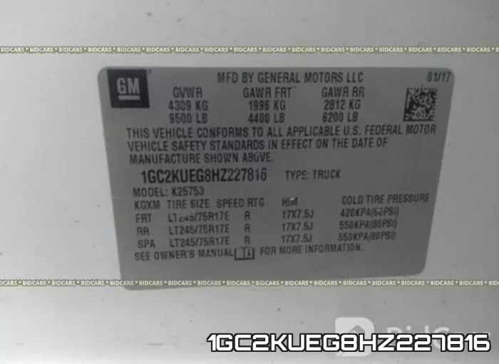 1GC2KUEG8HZ227816 фото 10