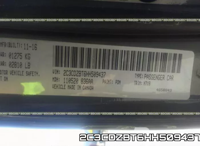2C3CDZBT6HH509437 фото 10