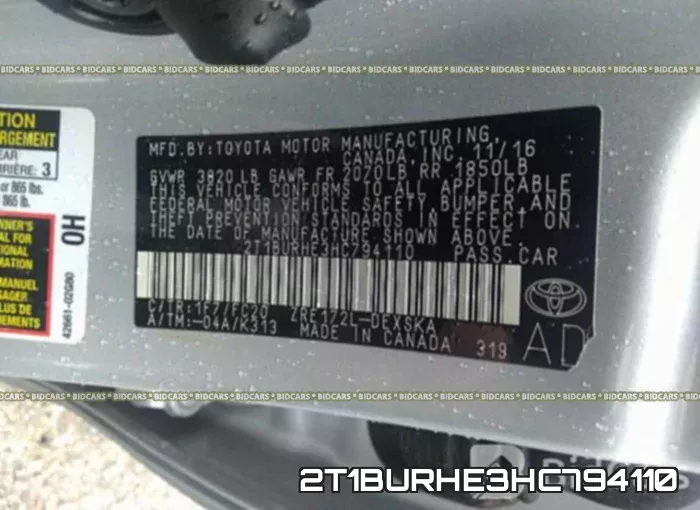 2T1BURHE3HC794110 фото 10