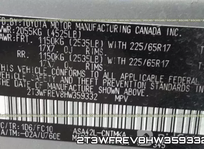 2T3WFREV8HW359332 фото 9