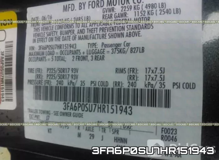 3FA6P0SU7HR151943 фото 9