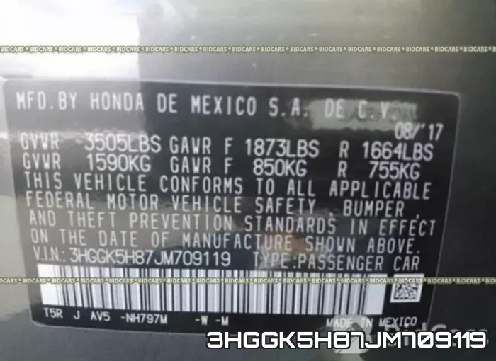 3HGGK5H87JM709119 фото 10