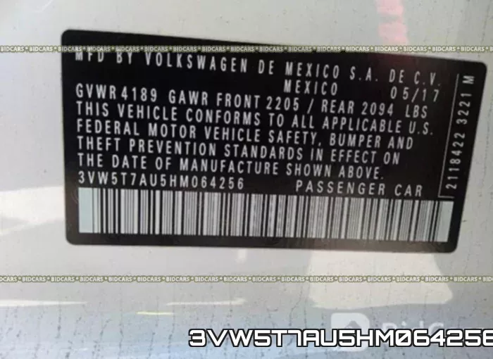 3VW5T7AU5HM064256 фото 10