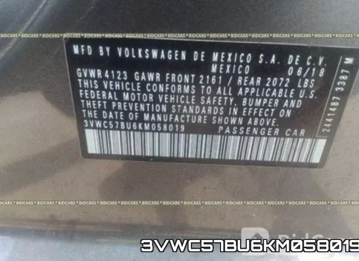 3VWC57BU6KM058019 фото 10