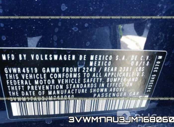 3VWM17AU3JM768060 фото 10