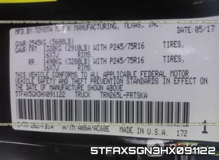 5TFAX5GN3HX091122 фото 10