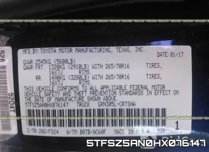 5TFSZ5AN0HX076147 фото 10