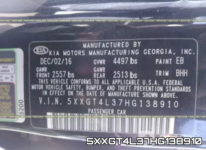 5XXGT4L37HG138910 фото 10