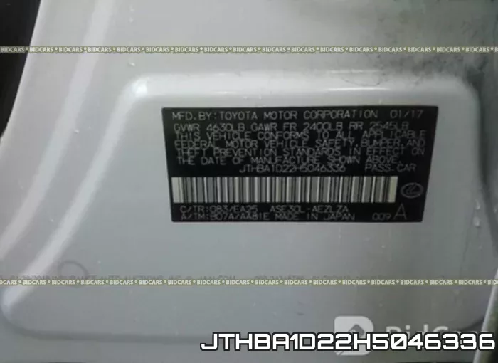 JTHBA1D22H5046336 фото 10