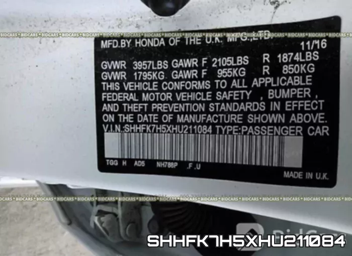SHHFK7H5XHU211084 фото 10