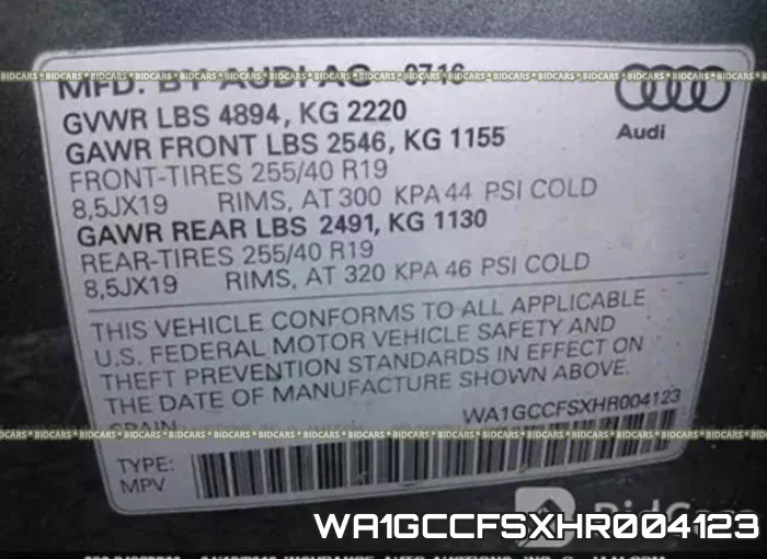 WA1GCCFSXHR004123 фото 10