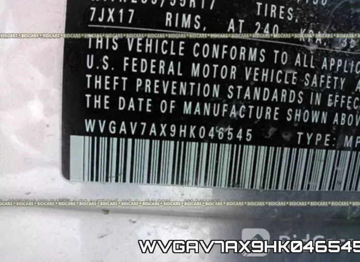 WVGAV7AX9HK046545 фото 10