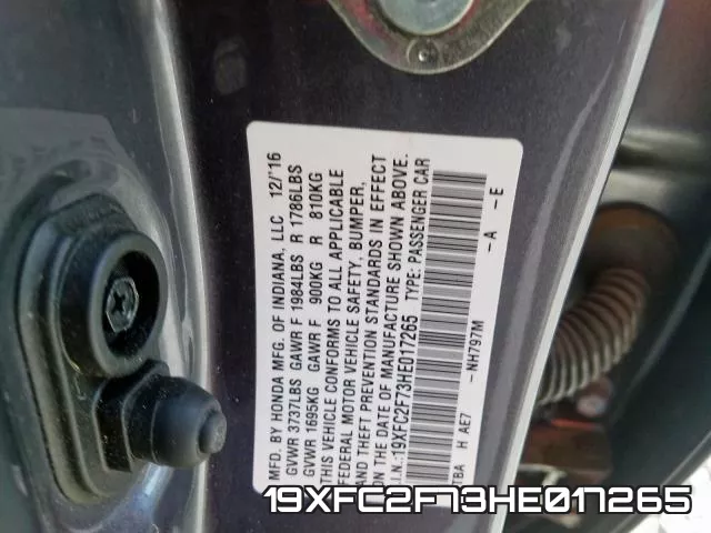 19XFC2F73HE017265 фото 2