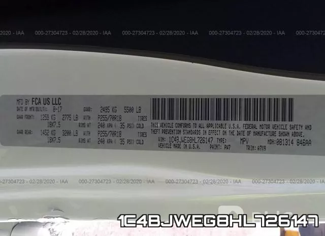 1C4BJWEG8HL726147 фото 10