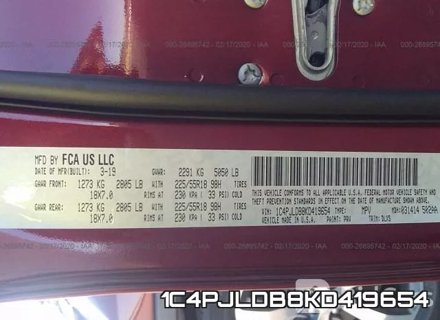 1C4PJLDB8KD419654 фото 10